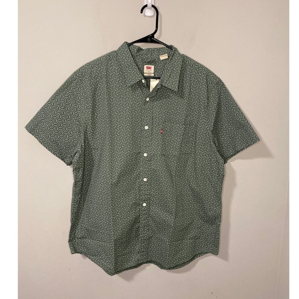 New Levi's Men Button Down Polo Shirt, Printed Size XL